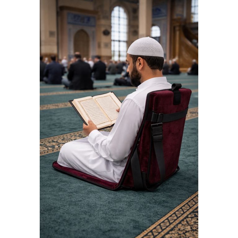 Tapis de prière avec dossier 3 en 1 et sacoche