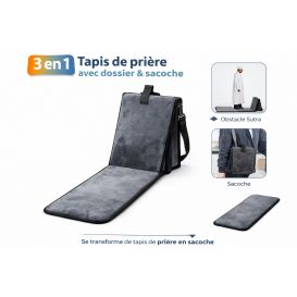 Tapis de prière avec dossier 3 en 1 et sacoche