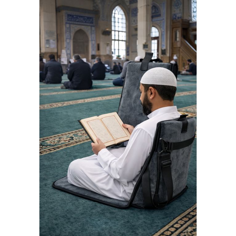 Tapis de prière avec dossier 3 en 1 et sacoche