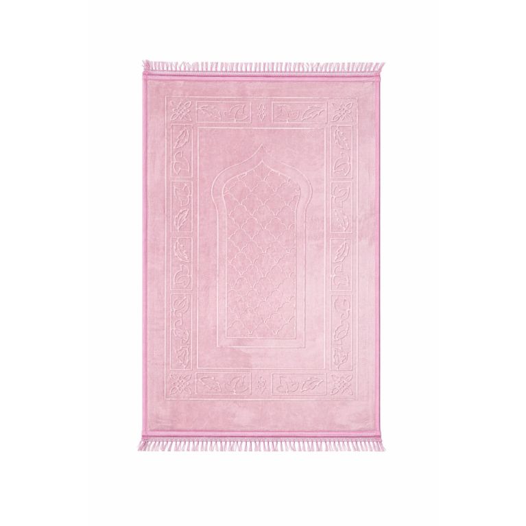 Tapis de prière rose molletonné Soundouss 80 x 120 cm