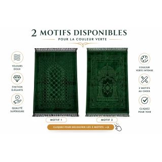 Tapis de prière vert Soundouss molletonné 80 x 120 cm
