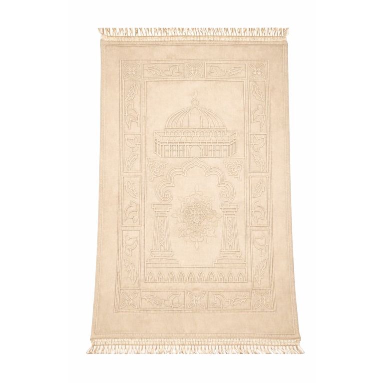 Tapis de prière écru Soundouss molletonné 80 x 120 cm