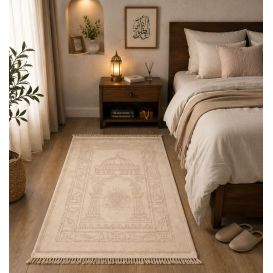 Tapis de prière écru Soundouss molletonné 80 x 120 cm