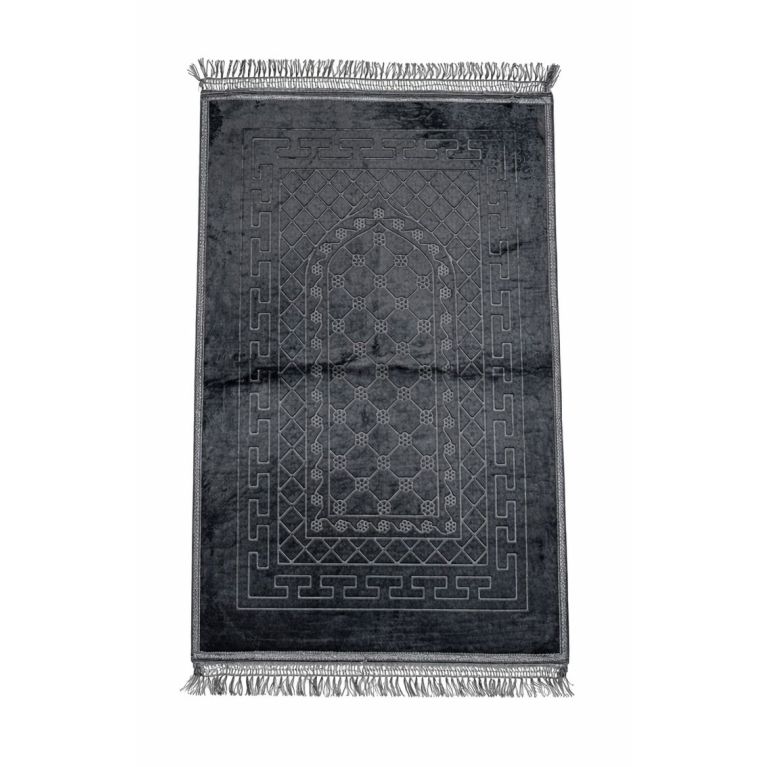 Tapis de prière molletonné épais confortable - Gris - 80 x 120 cm - Soundouss