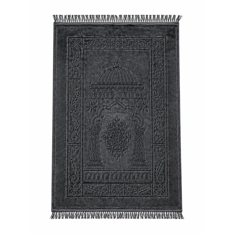 Tapis de prière molletonné épais confortable - Gris - 80 x 120 cm - Soundouss