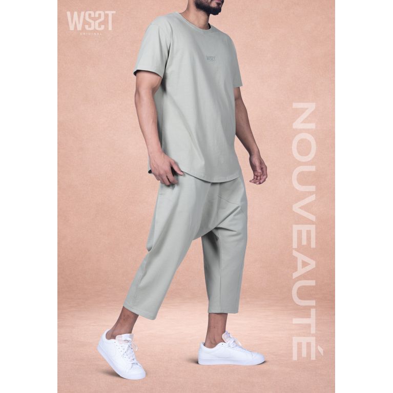 Ensemble Musulman Homme Wassat Combo avec T-shirt Oversize et Sarouel Court