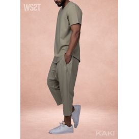 Ensemble Musulman Homme Wassat Combo avec T-shirt Oversize et Sarouel Court