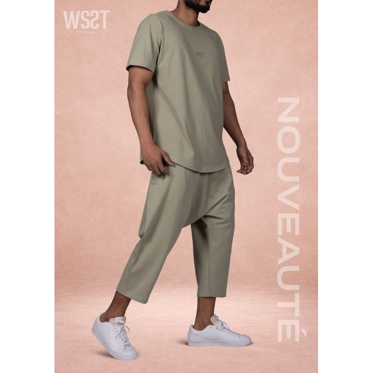 Ensemble Musulman Homme Wassat Combo avec T-shirt Oversize et Sarouel Court
