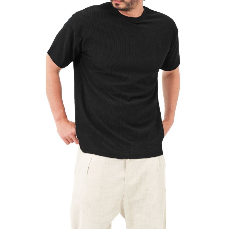 T-shirt Oversize Waffle Qaba'il en Coton Texturé