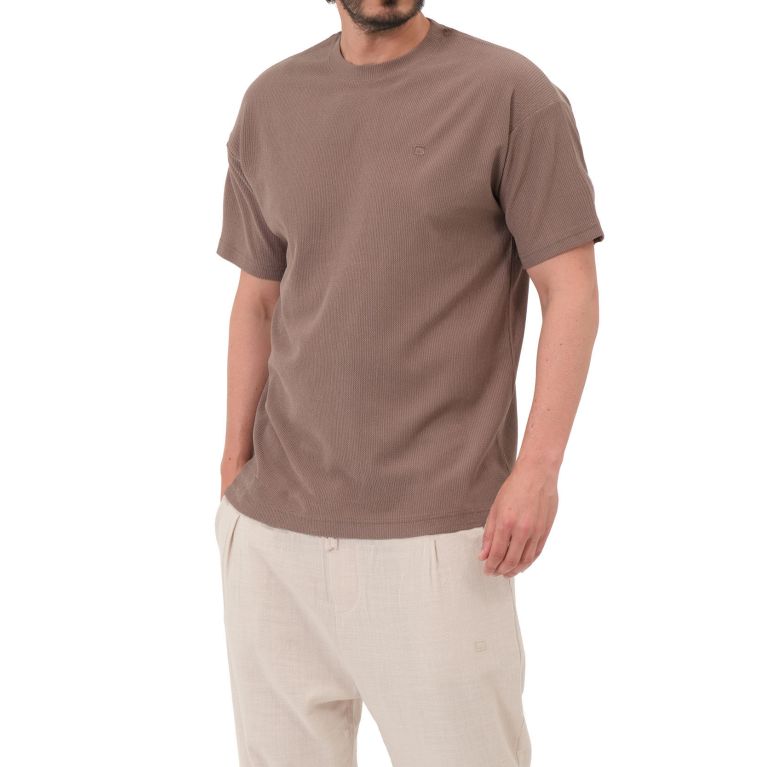 T-shirt Oversize Waffle Qaba'il en Coton Texturé