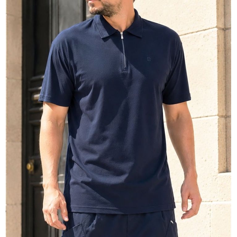 Polo Oversize Zippé Qaba'il en Jersey Coton