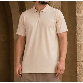 Polo Oversize Zippé Qaba'il en Jersey Coton