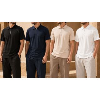 Polo Oversize Zippé Qaba'il en Jersey Coton