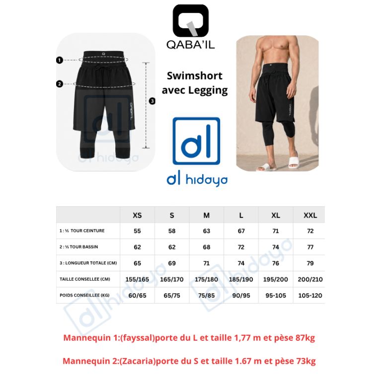Maillot de Bain Homme Qaba’il S26 – Swimshort avec Legging Couvrant