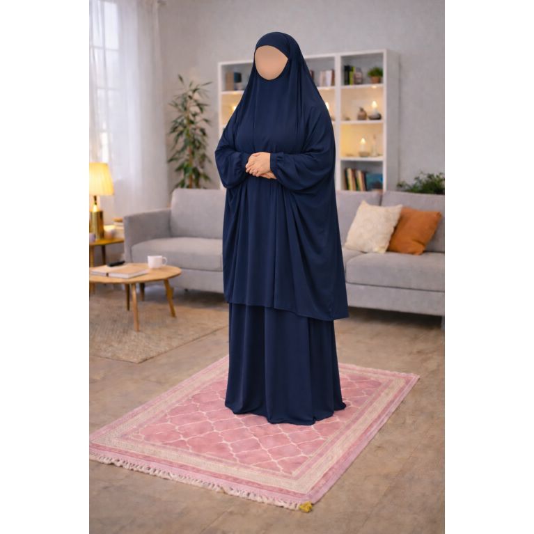 Jilbab prière femme 2 pièces Soundouss tissu Soie de Médine – Taille unique T2 (1m63 à 1m68)