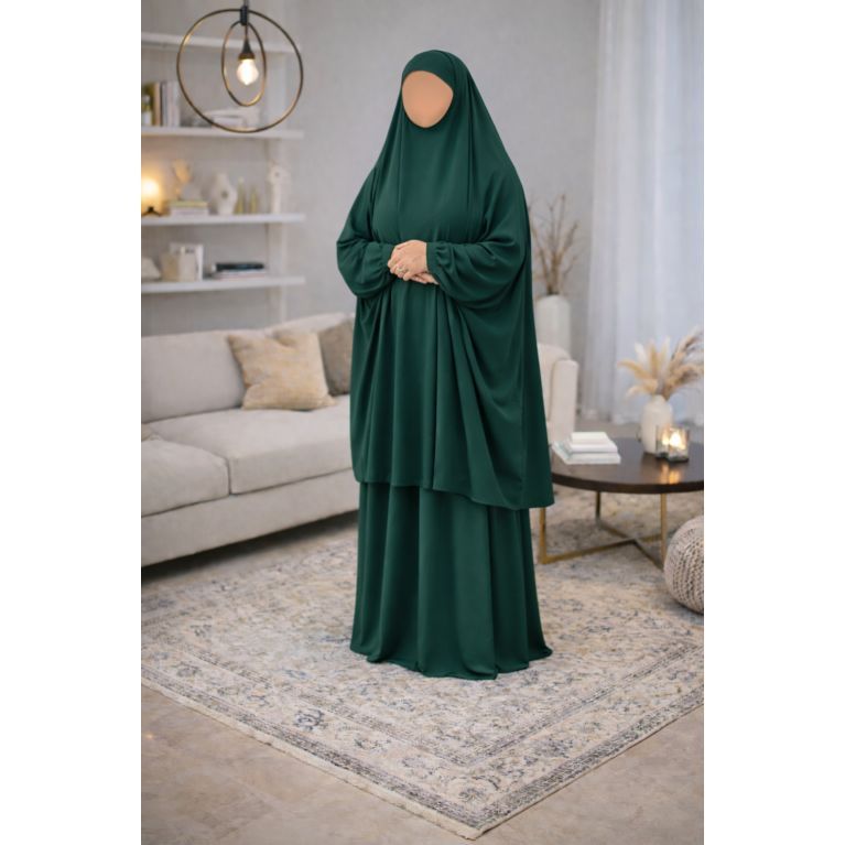 Jilbab prière femme 2 pièces Soundouss tissu Jazz – Taille unique T2 (1m63 à 1m68)