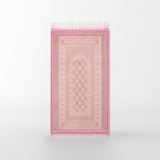 Tapis Enfant de Prière avec Motif Mirhab - Rose - Molletonné, Épais et Très Doux - Confortable et Anti-Dérapant - 42 x 80 cm