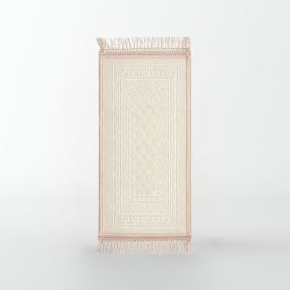 Tapis Enfant de Prière avec Motif Mirhab - Blanc Nacré - Molletonné, Épais et Très Doux - Confortable et Anti-Dérapant - 42 x 80