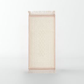 Tapis Enfant de Prière avec Motif Mirhab - Blanc Nacré - Molletonné, Épais et Très Doux - Confortable et Anti-Dérapant - 42 x 80