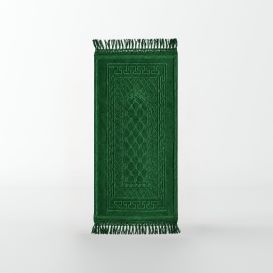Tapis Enfant de Prière avec Motif Mirhab - Vert - Molletonné, Épais et Très Doux - Confortable et Anti-Dérapant - 42 x