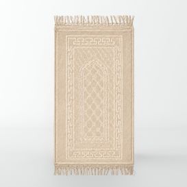 Tapis Enfant de Prière avec Motif Mirhab - Beige- Molletonné, Épais et Très Doux - Confortable et Anti-Dérapant - 42 x80