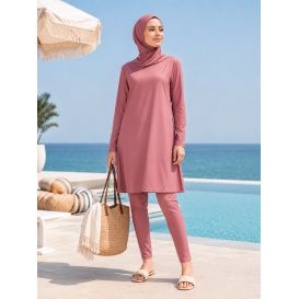 Maillot de Bain Couvrant pour Femme avec Tunique Longue Évasée – Burkini 3 Pièces