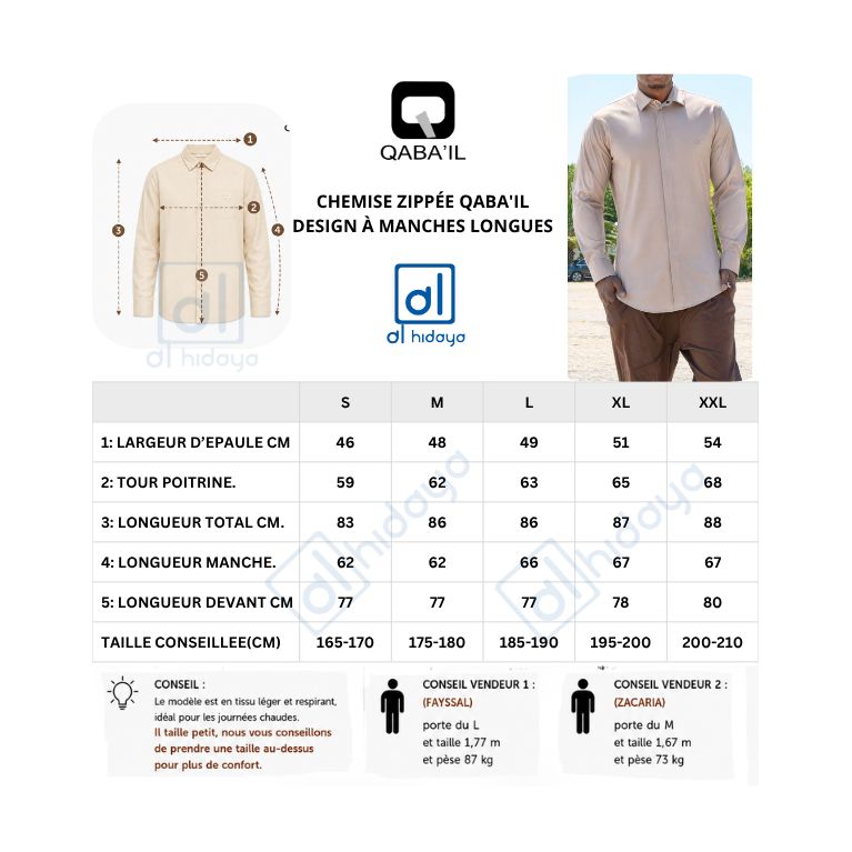 Chemise Design Qaba'il Homme : Manches Longues
