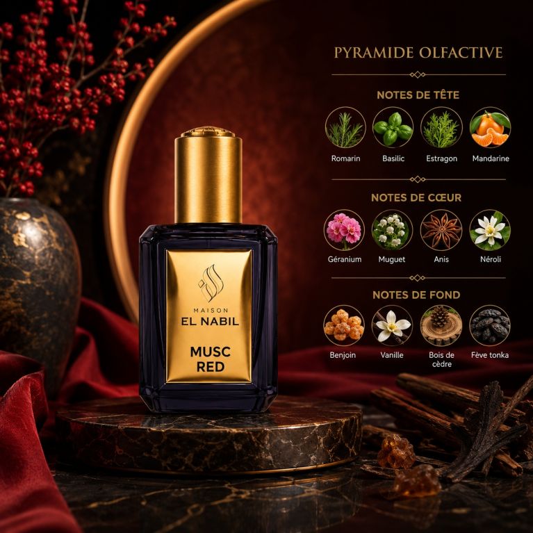 MUSC RED - Parfum : Mixte - Extrait de Parfum Sans Alcool - El Nabil - 5 ml 