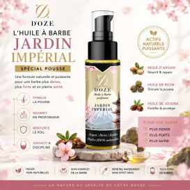 Huile à barbe Jardin Impérial D'OZE 50 ml : Soin naturel argan, ricin, jojoba et parfum bien dosé