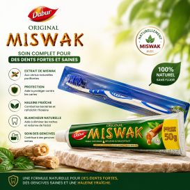 Brosse à dents et Dentifrice Herbal Miswak - 120gr + 50gr Gratuit - Laboratoire Dabur