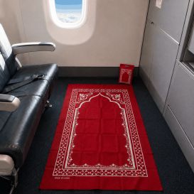 Tapis de prière de voyage pliable avec pochette de transport – 107 x 57 cm
