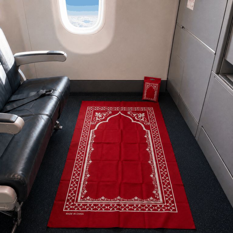 Tapis de prière de voyage pliable avec pochette de transport – 107 x 57 cm