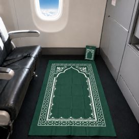 Tapis de prière de voyage pliable avec pochette de transport – 107 x 57 cm