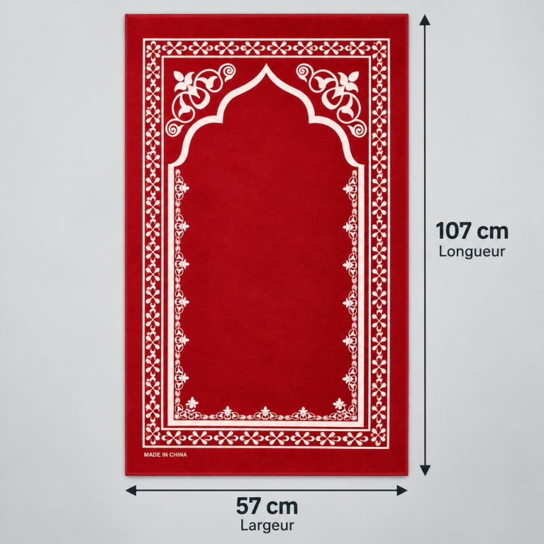 Tapis de prière de voyage pliable avec pochette de transport – 107 x 57 cm