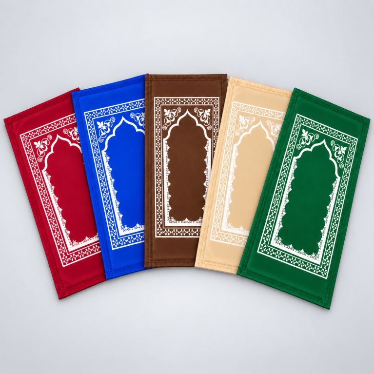 Tapis de prière de voyage pliable avec pochette de transport – 107 x 57 cm