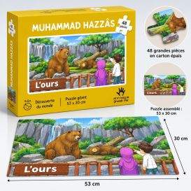 Puzzle Grand Format - l'Ours - 48 Pièces - Muslim Kid - 3 ans+ 