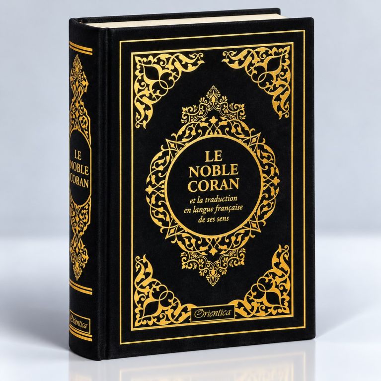 Le Noble Coran Noir Doré - Edition de Luxe Couverture Daim - Index des Sourates - Français-Arabe - Orientica