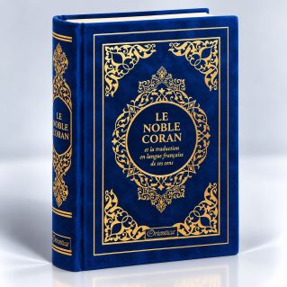 Le Noble Coran Bleu Foncé Doré - Edition de Luxe Couverture Daim - Index des Sourates - Français-Arabe - Orientica
