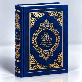 Le Noble Coran Bleu Foncé Doré - Edition de Luxe Couverture Daim - Index des Sourates - Français-Arabe - Orientica