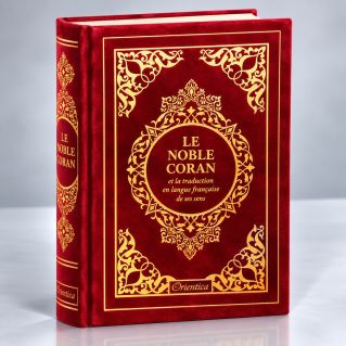 Le Noble Coran Rouge Doré - Edition de Luxe Couverture Daim - Index des Sourates - Français-Arabe - Orientica