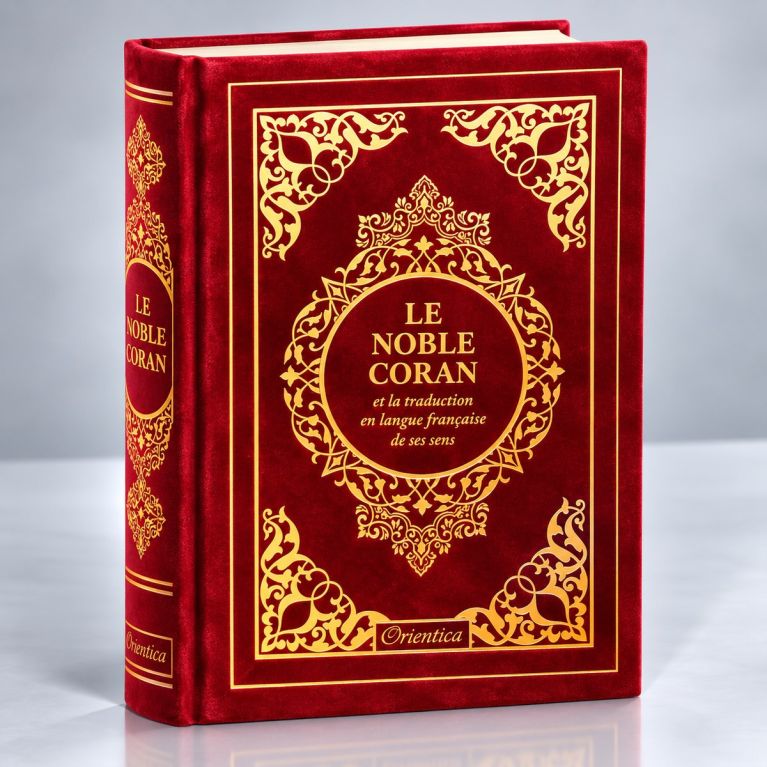 Le Noble Coran Rouge Doré - Edition de Luxe Couverture Daim - Index des Sourates - Français-Arabe - Orientica