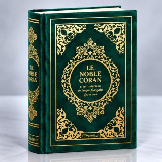 Le Noble Coran Vert Doré - Edition de Luxe Couverture Daim - Index des Sourates - Français-Arabe - Orientica