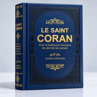 Le Saint Coran - Couverture Simili-Daim Bleu Nuit - Pages Arc-En-Ciel - Arabe et Français - Format Moyen- 14,5 x 20.70 cm - Ed