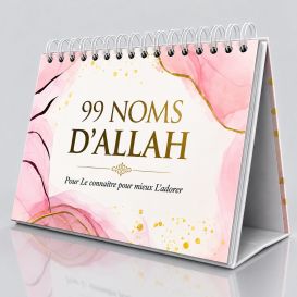 Les 99 Noms d'Allah :Approfondissez votre Connaissance - Calendrier Chevalet Blanc et Rose - Éditions Al-Hadith