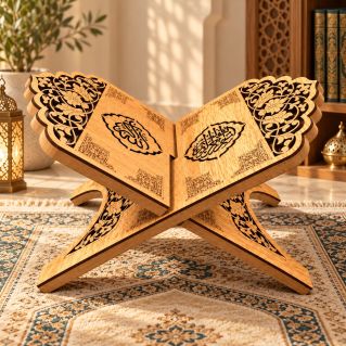 Porte Coran pliable en MDF – Motifs floraux ajourés
