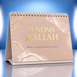 Les 99 Noms d'Allah :Approfondissez votre Connaissance - Calendrier Chevalet Blanc et Rose - Éditions Al-Hadith