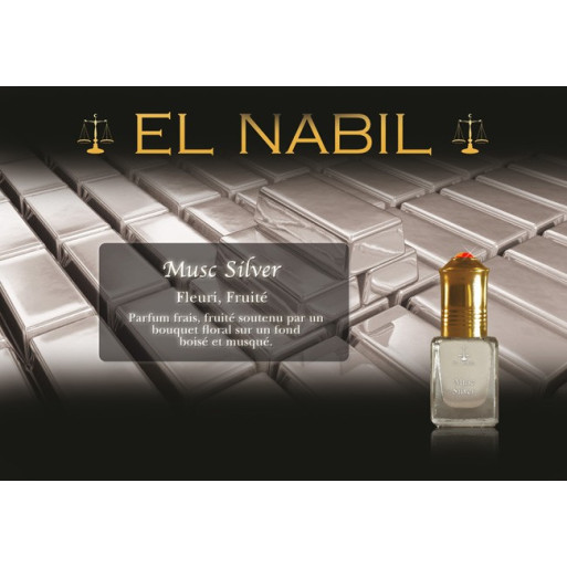 Musc Silver - Parfum : Homme - Extrait de Parfum Sans Alcool - El Nabil - 5 ml 