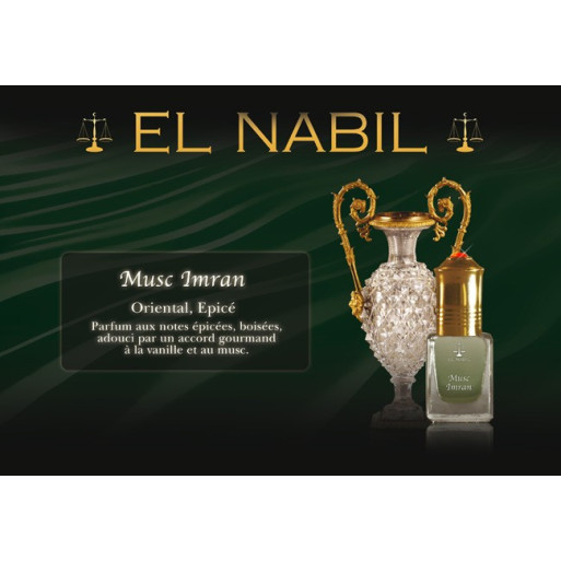 Musc Imran - Parfum : Homme - Extrait de Parfum Sans Alcool - El Nabil - 5 ml 
