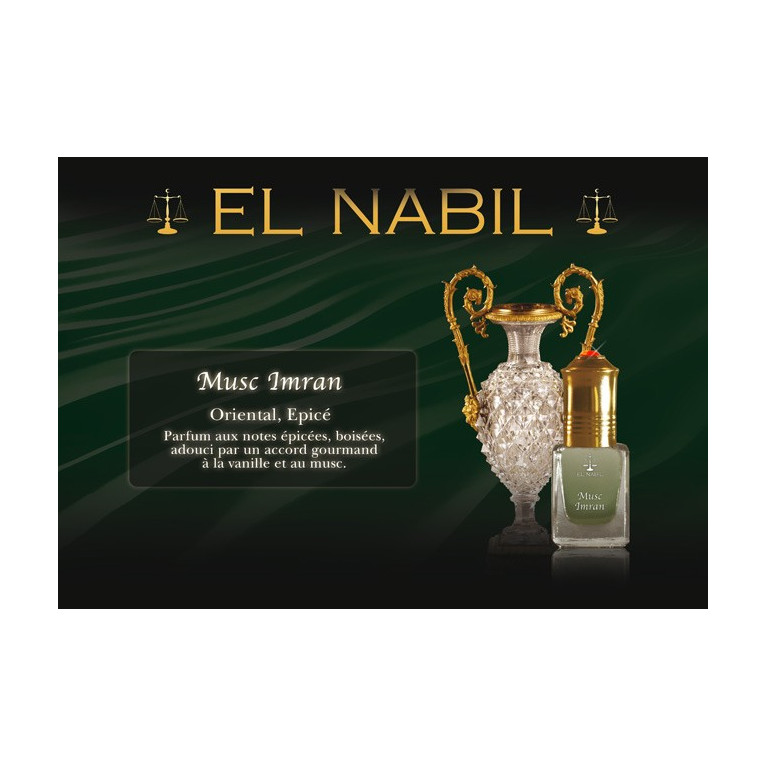 Musc Imran - Parfum : Homme - Extrait de Parfum Sans Alcool - El Nabil - 5 ml 