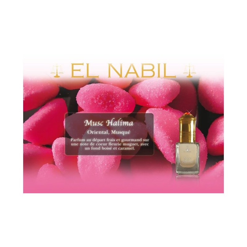 Musc Halima - Parfum : Mixte - Extrait de Parfum Sans Alcool - El Nabil - 5 ml Musc Halima - Parfum : Mixte - Extrait de Parfum Sans Alcool - El Nabil - 5 ml